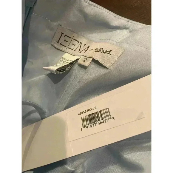 Mac Duggal A Line V Neck Crepe Evening Ballgown Formal Dress 2 XS Powder Tulle - Picture 6 of 8